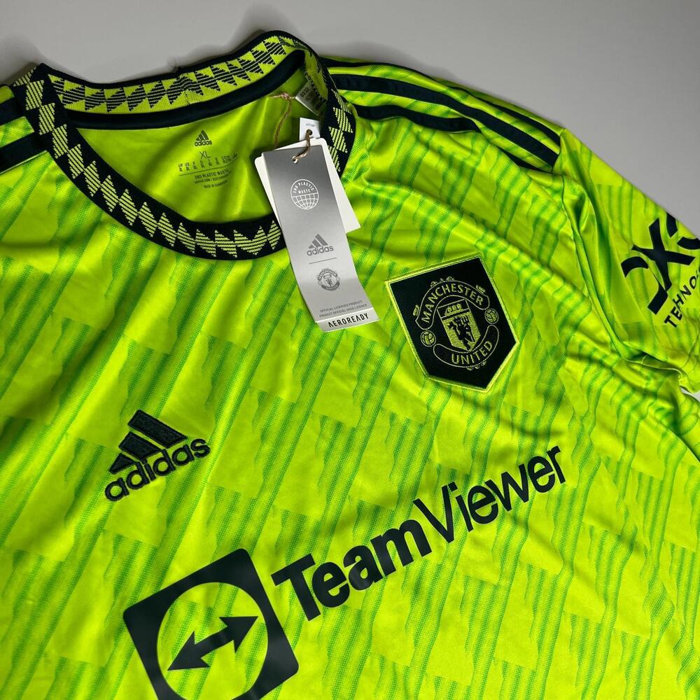Adidas Manchester United 2022/23 Third‎ Jersey HE2981 XL Neon Green Soccer NWT - Picture 7 of 8